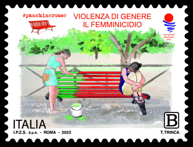 Poste Italiane: emesso un francobollo dedicato a Panchine Rosse contro il femminicidio