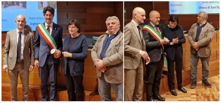 Targa evocativa per ricordare i luoghi legati alla Linea Gotica anche ai sindaci di Santa Sofia e Bagno di Romagna